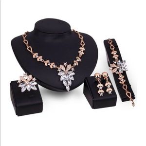 Rhinestone Necklace, Earrings, bracelet & Ring
